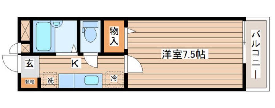 パールハイツ宮町(1K/2階)の間取り写真