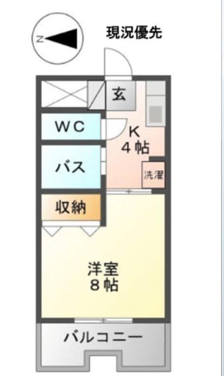 コアクレスト上草柳 III(1K/1階)の間取り写真