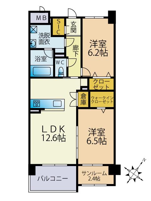 ブレス筑紫通北(2SLDK/3階)の間取り写真