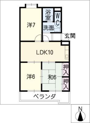 シャトレーヌ牧の里(3LDK/3階)の間取り写真