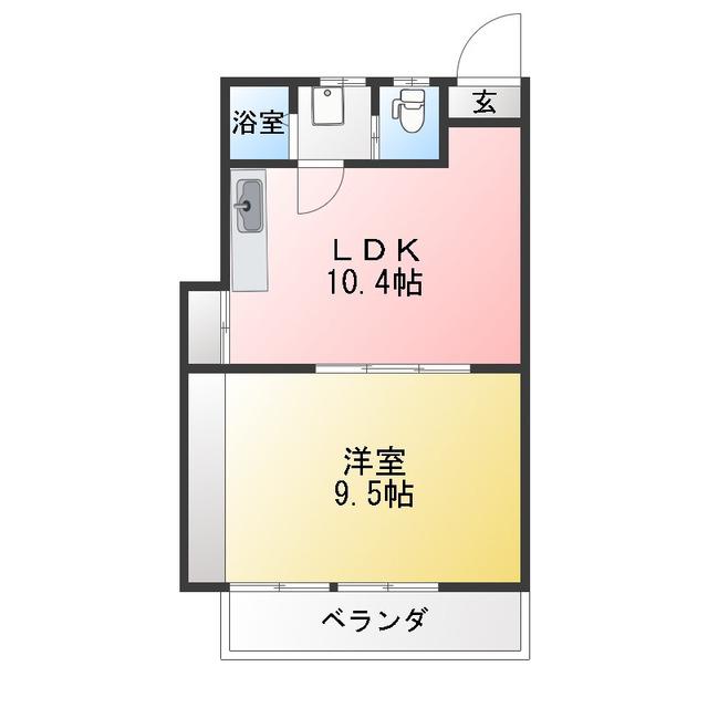 COZY中田(1LDK/3階)の間取り写真