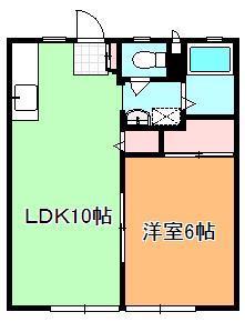 フェリーチェ KM C棟(1LDK/2階)の間取り写真