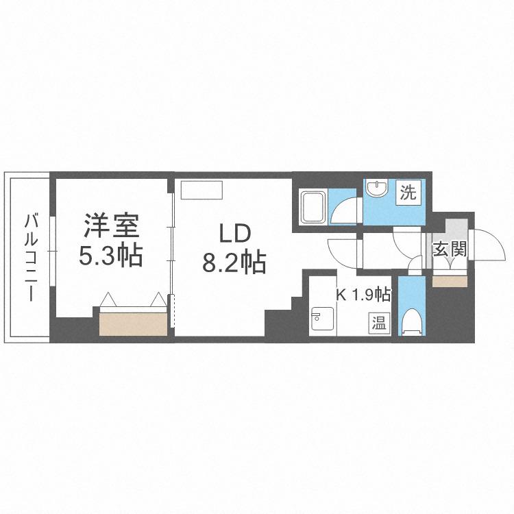ビッグパレス南5条(1LDK/3階)の間取り写真