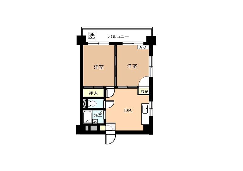 明日香ビル(2DK/7階)の間取り写真