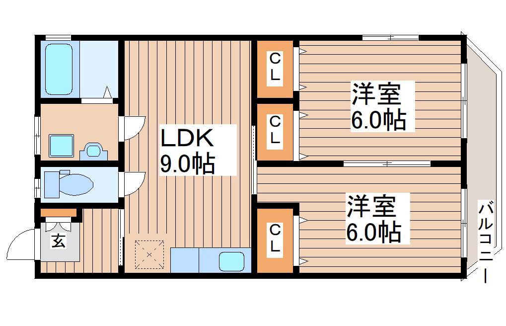 第二及川コーポ(2LDK/1階)の間取り写真