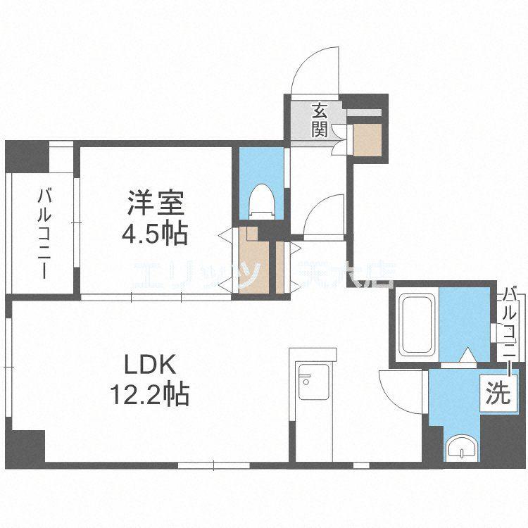 AZ天満(1LDK/4階)の間取り写真