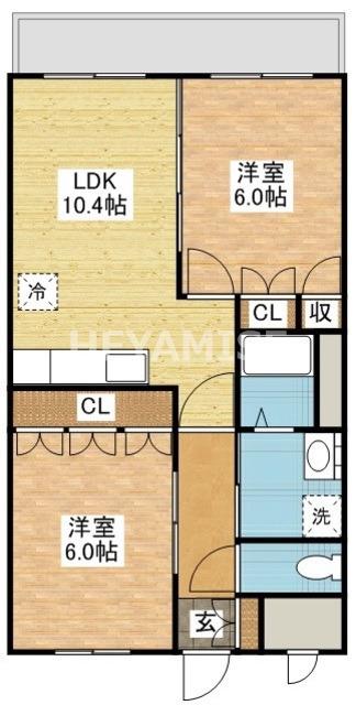 エムズガーデン(2LDK/2階)の間取り写真