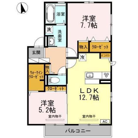 リリーズB(2LDK/2階)の間取り写真