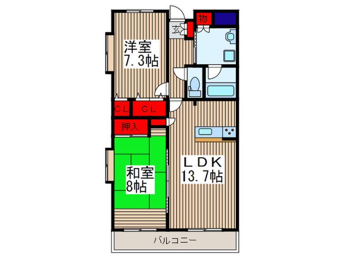 TK加藤ビルフレージュ(2LDK/4階)の間取り写真