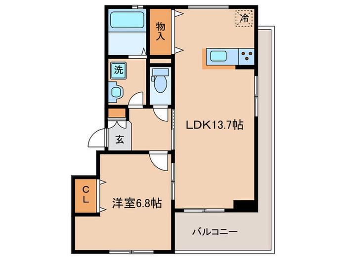 プレミール京都(1LDK/2階)の間取り写真