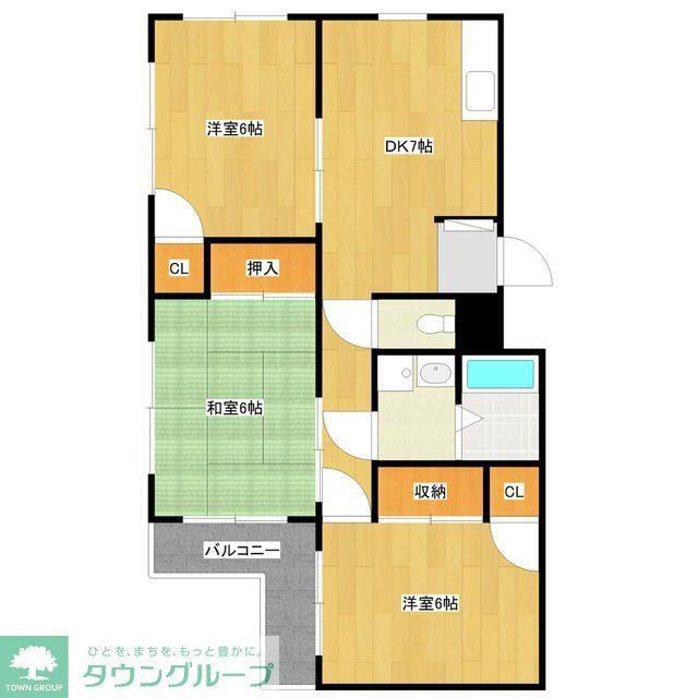 湘南ハイム(3DK/2階)の間取り写真