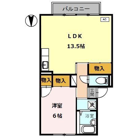 メゾン堀川 B棟(1LDK/2階)の間取り写真