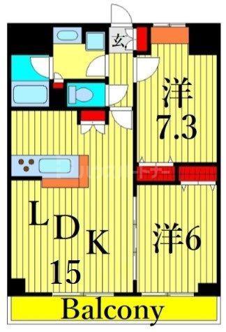 サンクレール荒川ブランガーデン(1SLDK/16階)の間取り写真