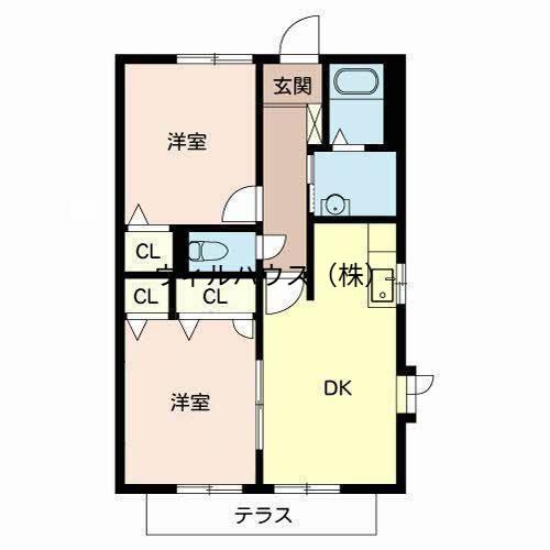 グレイスコートB(2DK/1階)の間取り写真