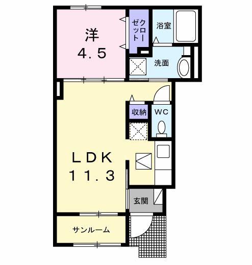 グレイス ミオ(1LDK/1階)の間取り写真
