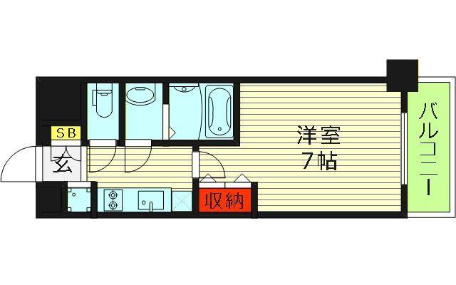 LUXE今里II(1K/1階)の間取り写真