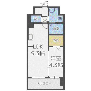 モダンパラッツォ博多RIVAII(1LDK/8階)の間取り写真