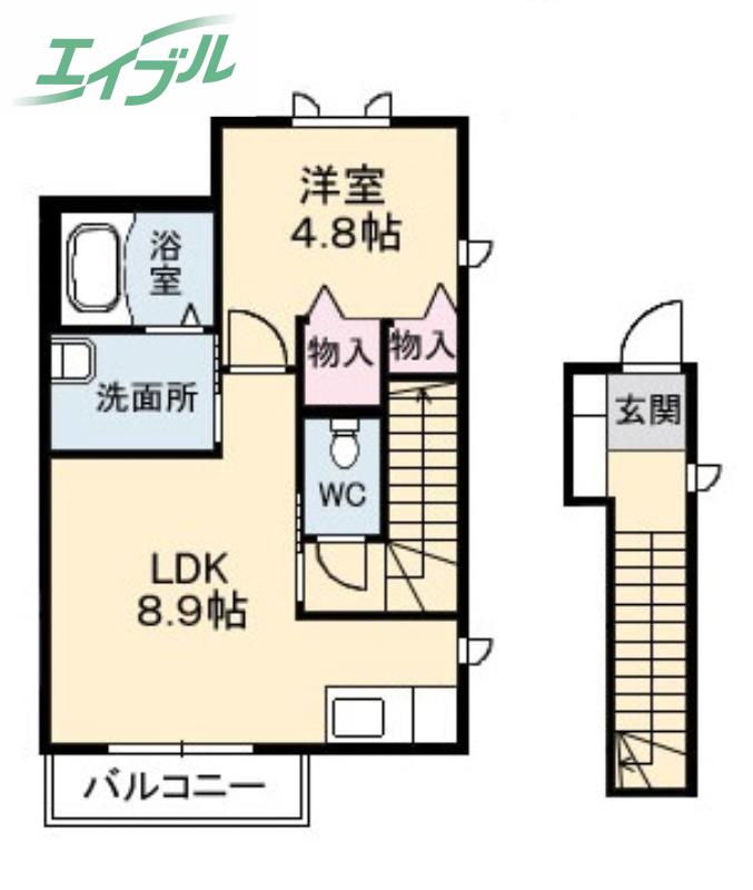テット・ロッソ(1LDK/2階)の間取り写真