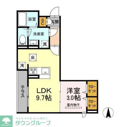 ネオアイリス大森(1LDK/1階)の間取り写真
