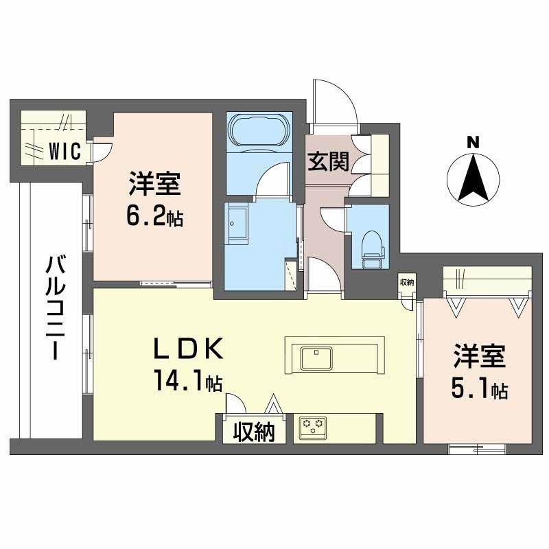 グランノーブル(2LDK/2階)の間取り写真