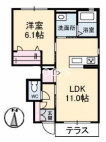 アイディール(1LDK/1階)の間取り写真