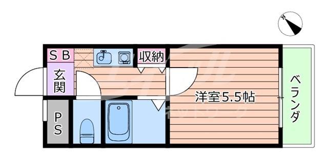 中市マンション(1K/4階)の間取り写真