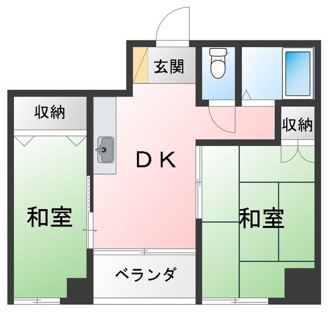 ハイツ中山(2DK/5階)の間取り写真