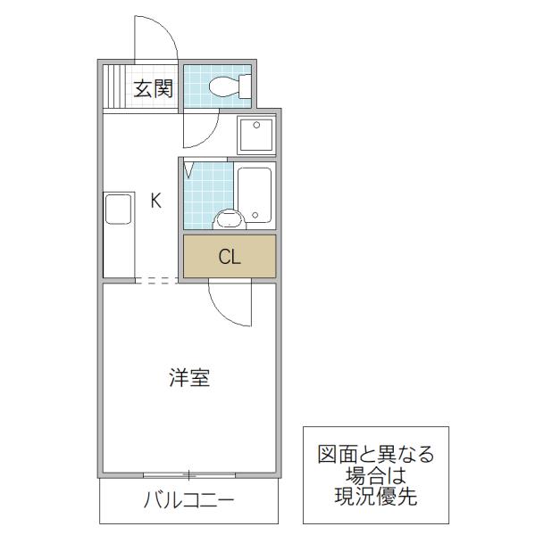 グレイスコート(1K/3階)の間取り写真