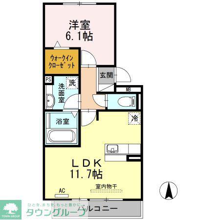 アンソレイユ(1LDK/2階)の間取り写真