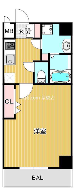 グランシエール都島(1K/4階)の間取り写真