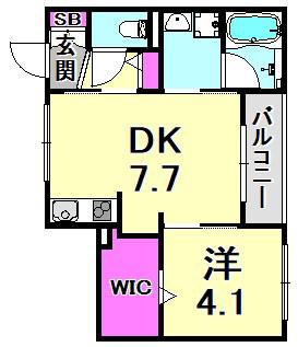 グレース門戸荘III(1DK/2階)の間取り写真