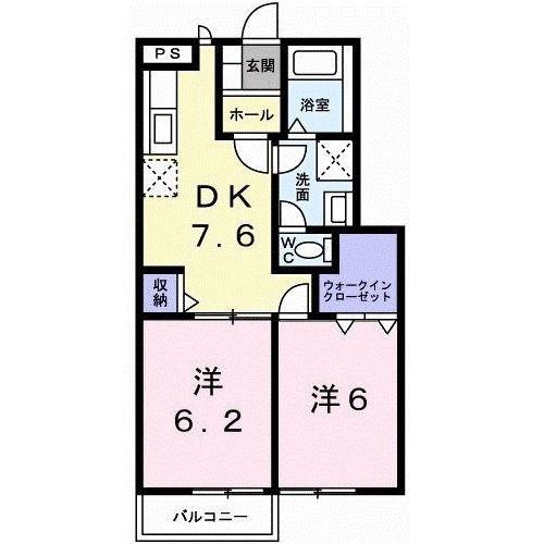 グリーンタイラ(2DK/1階)の間取り写真