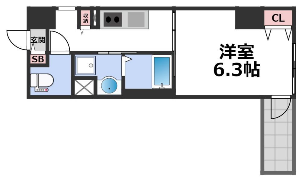 JPレジデンス京橋イースト(1K/6階)の間取り写真