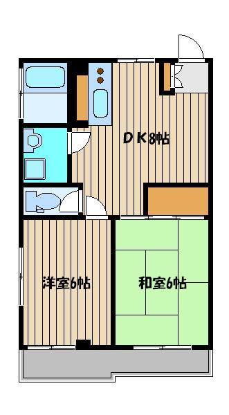 帆足ハウス(2DK/3階)の間取り写真