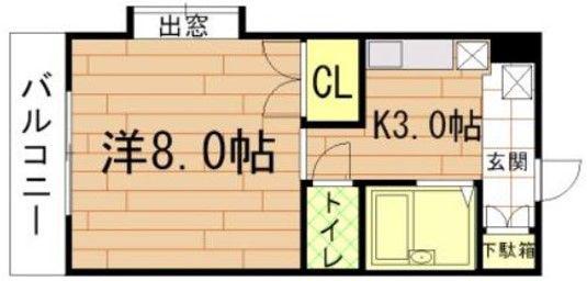 アメニティIN井尻(1K/4階)の間取り写真