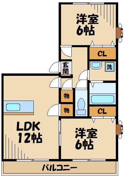 コンフォール南生田(2LDK/1階)の間取り写真