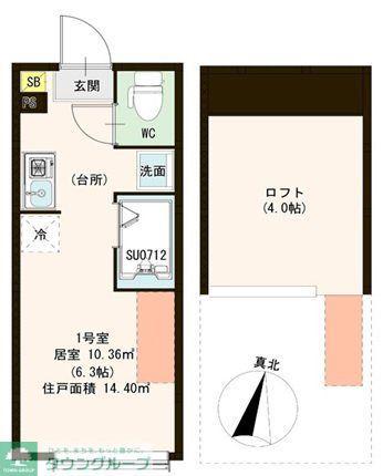 OKASIN(ワンルーム/1階)の間取り写真