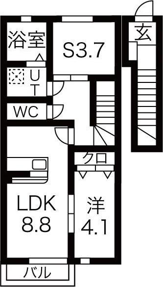 JR北上線 柳原駅(岩手) 徒歩6分 2階建 築8年(1SLDK/2階)の間取り写真