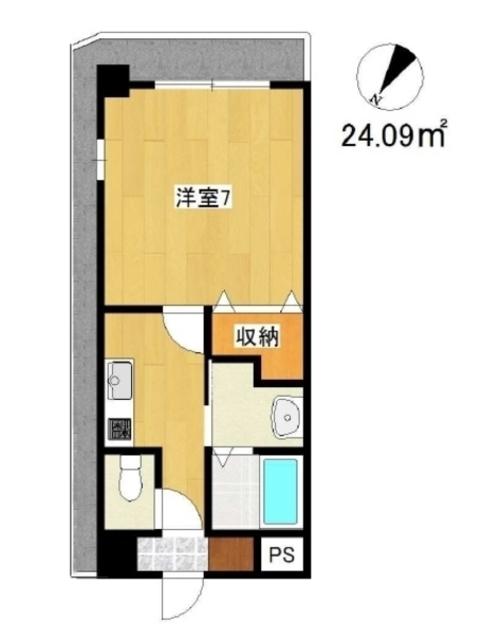 エルベコート堺東(1K/2階)の間取り写真