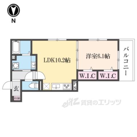 GRAMM深草 サウス(1LDK/3階)の間取り写真