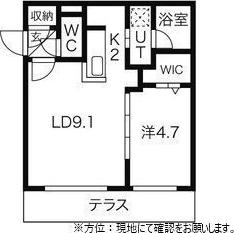 ブランコ麻生(1LDK/1階)の間取り写真