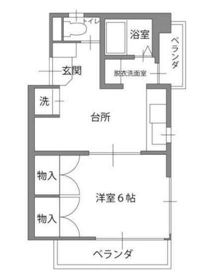 レジデンス岡町(1DK/4階)の間取り写真