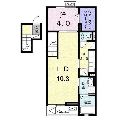 ラ・フロレゾン(1LDK/4階)の間取り写真