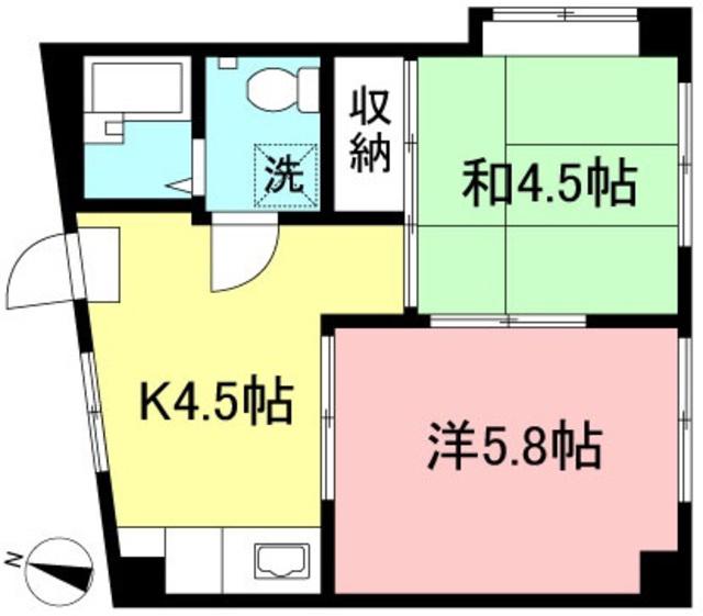 成城シティ(2K/2階)の間取り写真