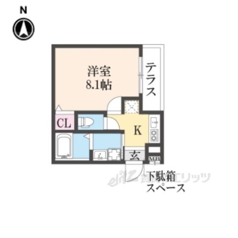 フジパレス枚方牧野Ⅱ番館(1K/1階)の間取り写真