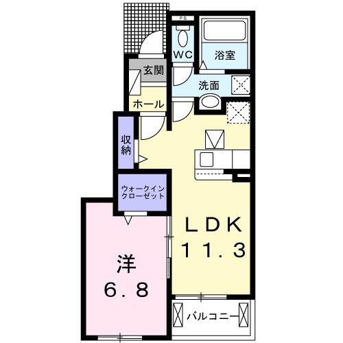 ストークワコー ピュア(1LDK/1階)の間取り写真