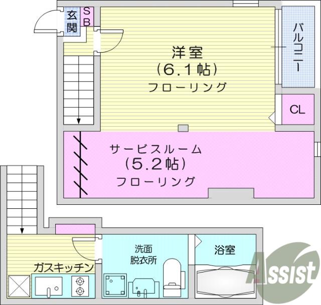 QUONS PRAYER(1K/2階)の間取り写真