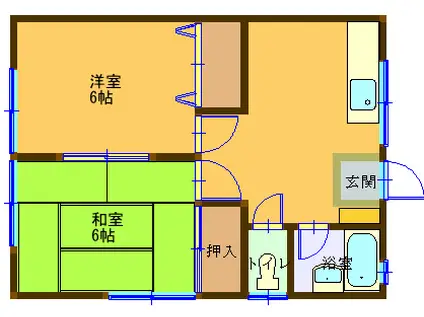 コーポ富岡(2DK/2階)の間取り写真