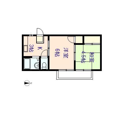 サンシティ青江(2K/2階)の間取り写真
