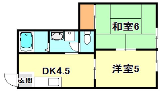 ルシエール平野C棟(2K/2階)の間取り写真